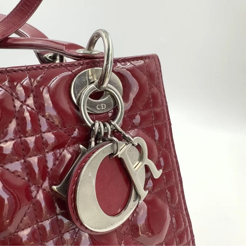 Dior Glossy Red Quilted Satchel - Picture 7 of 11
